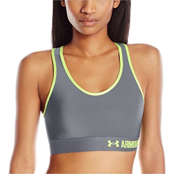 Under Armour Gray Sports Bra with Yellow Trim - Picture 1 of 6